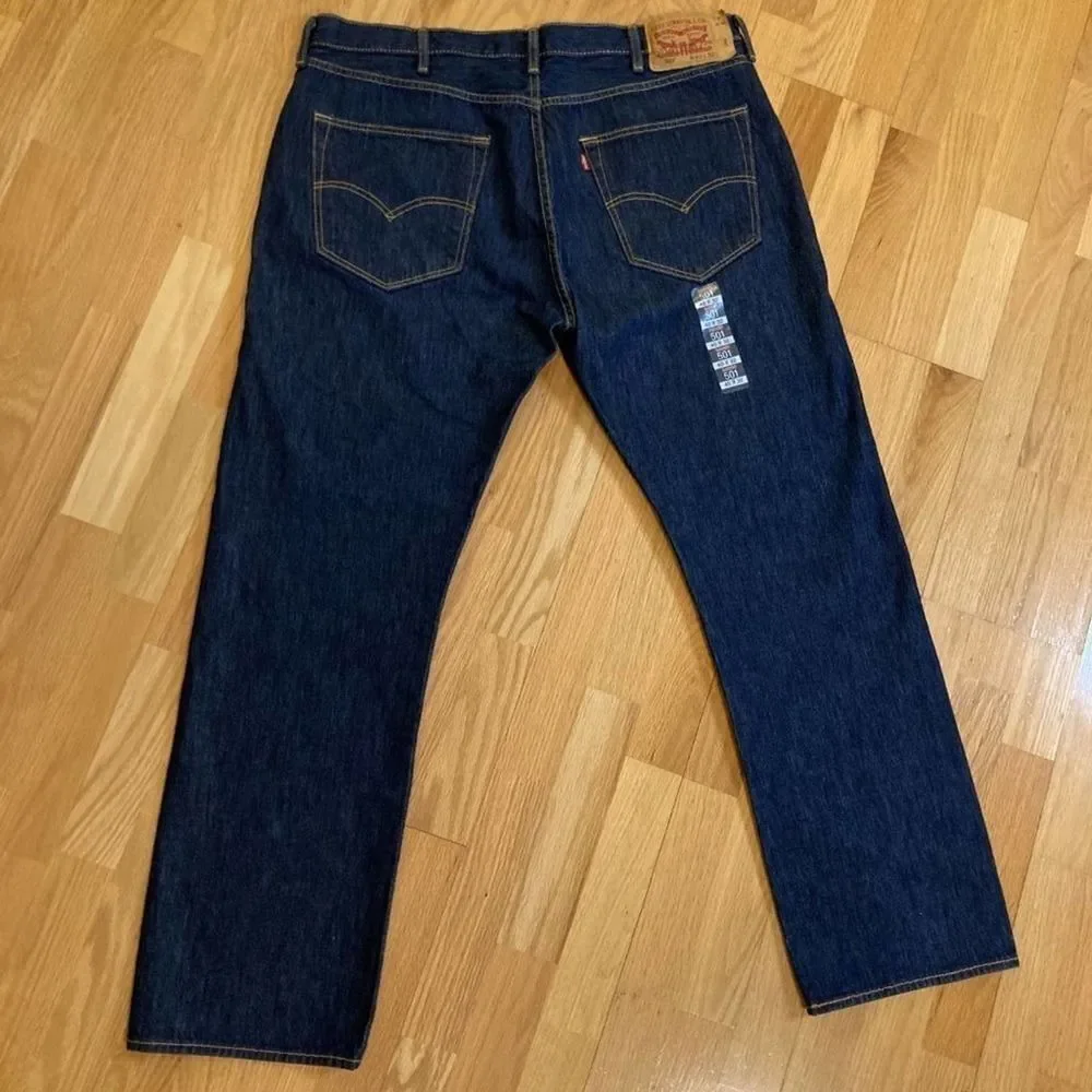 Levis 501 Button Fly Dark Wash Straight Leg Jeans 40x32 NWOT